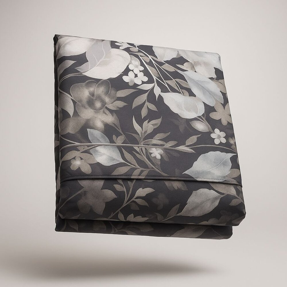 Ralph Lauren Home Avery Full/Queen Duvet Cover Grey Floral Chrysanthemum Heather
